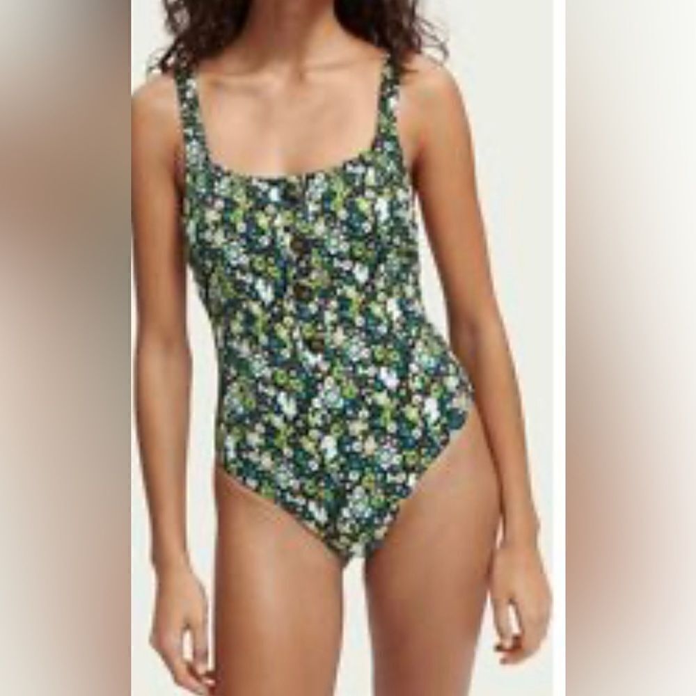 Scotch&soda green floral swimsuit one-piece NEW Size L